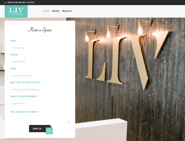 LIV Salons Homepage